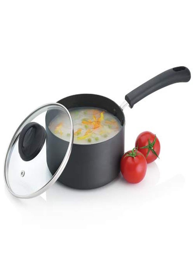 Premier Trendy Black Non Stick Sauce Pan with Glass Lid 18cm Code-129031 - Image 2