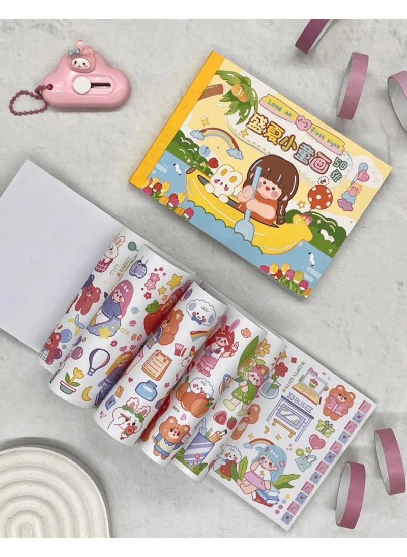 Kağıt Gemi Dükkan Paper Ship Shop Kawaii 50 Sheets Lovely Girl and Friends Yellow Notebook Sticker Decal Bullet Journal ScrapBook