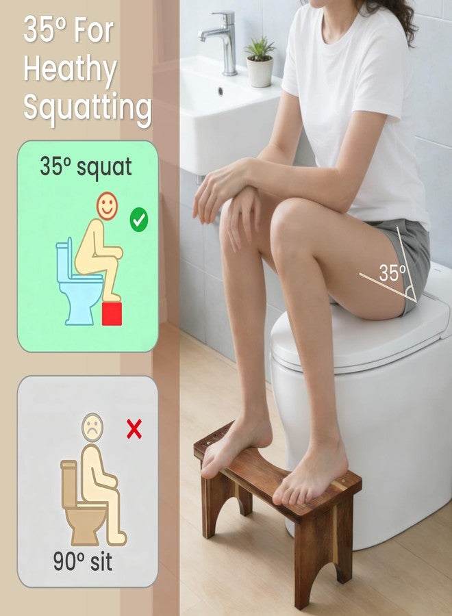 Danfoxer Acacia Wood Toilet Stool Squat for Adults 7 Inches,Wooden Poop Stool for Bathroom,Potty Step Stool with Non-Slip Strip - Image 5