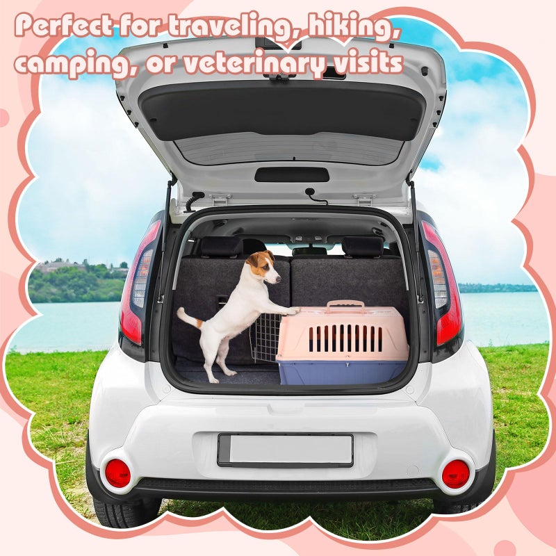 Locmeo 2 Set 18.9" Pet Carrier for Small Cats and Dogs, Hard Sided Plastic Cat Kennel for Pet with Front Door Security Lock Fully Breathable Travel Crate, up to 13 Lbs(Blue,18.9 x 12.6 x 11.8 Inch) - Image 5