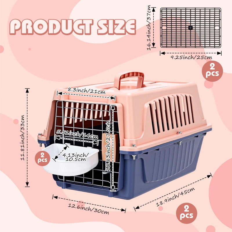 Locmeo 2 Set 18.9" Pet Carrier for Small Cats and Dogs, Hard Sided Plastic Cat Kennel for Pet with Front Door Security Lock Fully Breathable Travel Crate, up to 13 Lbs(Blue,18.9 x 12.6 x 11.8 Inch) - Image 2