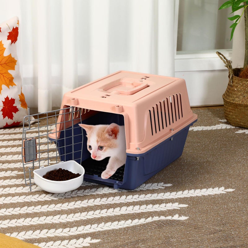Locmeo 2 Set 18.9" Pet Carrier for Small Cats and Dogs, Hard Sided Plastic Cat Kennel for Pet with Front Door Security Lock Fully Breathable Travel Crate, up to 13 Lbs(Blue,18.9 x 12.6 x 11.8 Inch) - Image 4