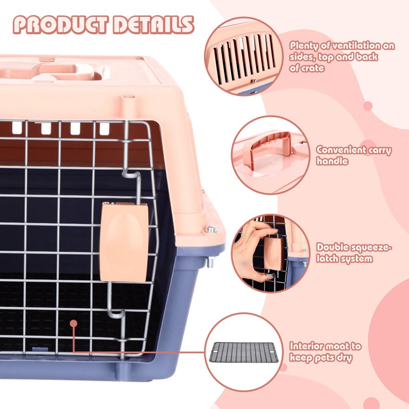 Locmeo 2 Set 18.9" Pet Carrier for Small Cats and Dogs, Hard Sided Plastic Cat Kennel for Pet with Front Door Security Lock Fully Breathable Travel Crate, up to 13 Lbs(Blue,18.9 x 12.6 x 11.8 Inch) - Image 3