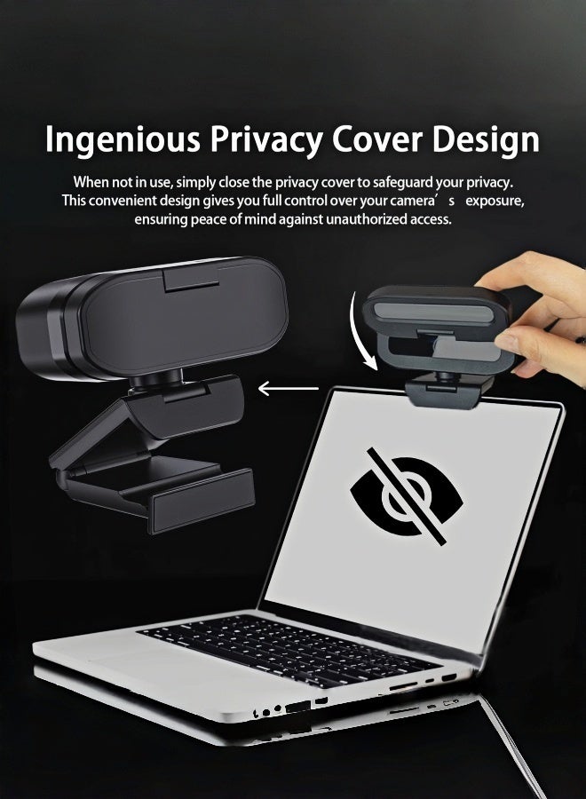 ZetRA 4K Ultra HD USB Webcam, 8 Million Pixel Sensor, 30 Fps Smooth Video, 90° Wide-Angle Lens, 3-Color Touch LED Fill Light, Auto Focus, Privacy Shutter, 360° Rotatable Base And Retractable Tripod Stand, Plug And Play, Suitable for PC And Laptops - Image 3