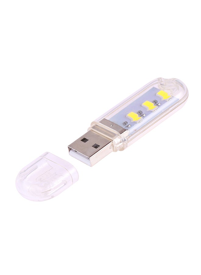 إسكدنيا مصباح ليلي محمول خفيف الوزن للقراءة بمنفذ USB و3 مصابيح LED أبيض 7x4x2سم