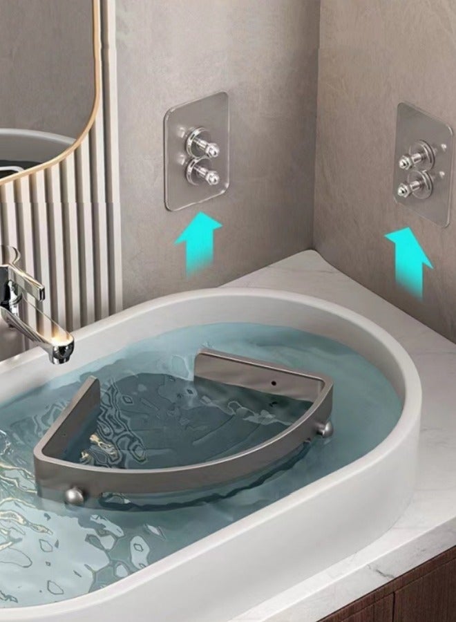 Bathroom Triangle Shelf,Corner Shower Caddy,Shower Organization Corner,Self Adhesive Shower Organizer,With 2 Hooks,Large Capacity Rustproof Bath For Bathroom Storage Home Set,No Drilling,Space-Saving,Grey - Image 4