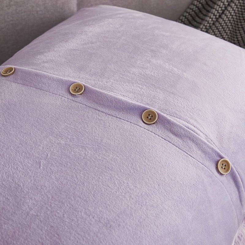 WERDIM WERDIM Shaggy Fluffy Faux Fur Pillowcases 2 Pack Button Closure Velvet Pillow Shams Standard/Queen Size (Tie Dye Lilac  20 X 26 Inches)  - Image 5