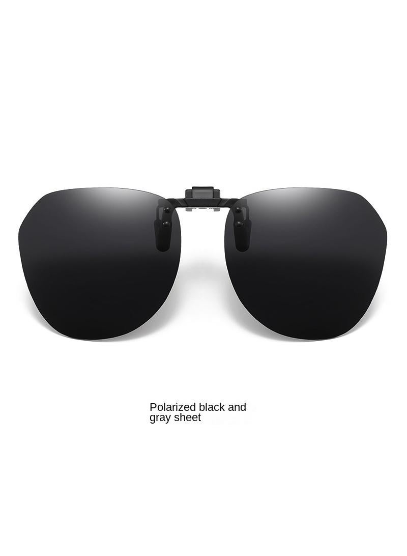 Y&D Sunglasses Clip Ultra-light Driving Special Anti-ultraviolet Sunglasses Polarized Clip Can Be Upturned Myopia Glasses-Polarized Black And Gray Sheet  - Image 1