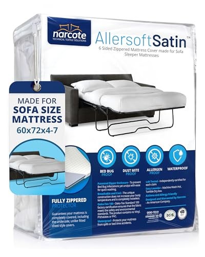 Allersoft| Queen Sleeper Sofa Mattress Cover with Secure Locking Zipper. Creates a Natural Seal On All Sides of Your Pull-Out Sofa Mattress from Liquids, Dust, Pet Dander, Pollen-60x72 (Fits 4-7 Deep) - Image 1