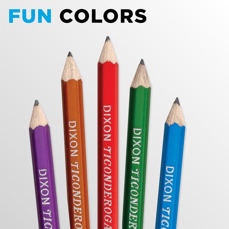 TICONDEROGA Pencils, Wood-Cased Graphite, #2 HB Soft, Pre-Sharpened, Assorted Color Barrels, Black Lead, 10-Pack (13932) - Image 3