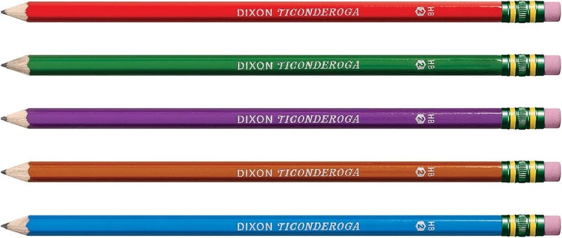 TICONDEROGA Pencils, Wood-Cased Graphite, #2 HB Soft, Pre-Sharpened, Assorted Color Barrels, Black Lead, 10-Pack (13932) - Image 1