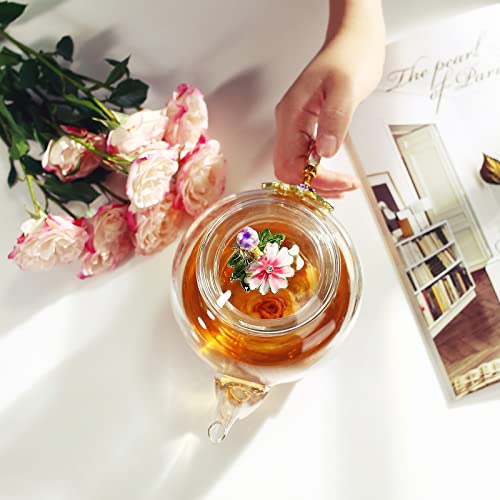 Luka Tech 35OZ Enamel Glass Flower Teapot With Removable Loose Tea Leaf Infuser Tea Maker,Gifts For Women,Mom,Mothers Day,Christmas,Birthday,Valentines Day - Image 5
