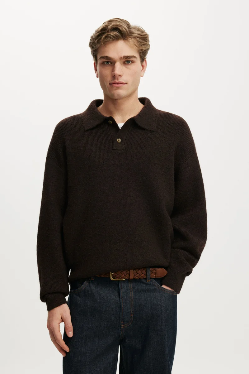 Cotton On Box Fit Rugby Polo Knit