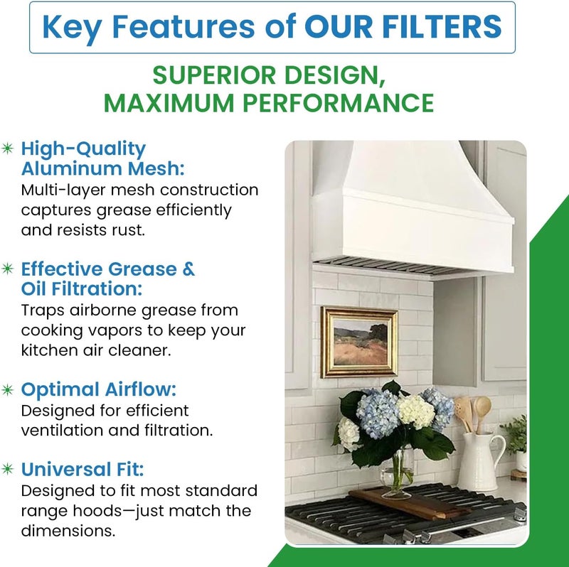 Filter Everything Range Hood Filter Replacement for Stove Exhaust Fan, Aluminum Vent Filter to Trap Grease & Smoke, Range Hood Grease Filters Filters, Universal Compatibility 97007696 & GE WB2X2052 - Image 3