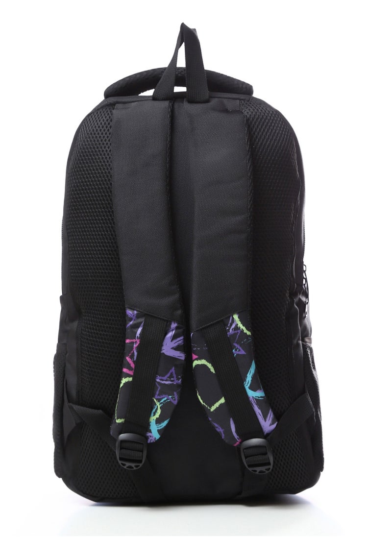 MERCH - Wooded Black & Red & Blue, Black Front Pocket Backpack - Image 1
