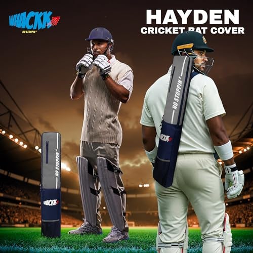 WHACKK Hayden Cricket Bat Cover Polyester Material, Premium Full Size Cover for Wooden and Plastic Bats with Heavy Duty Stitched Strap - Made in India (Grey) - Image 3