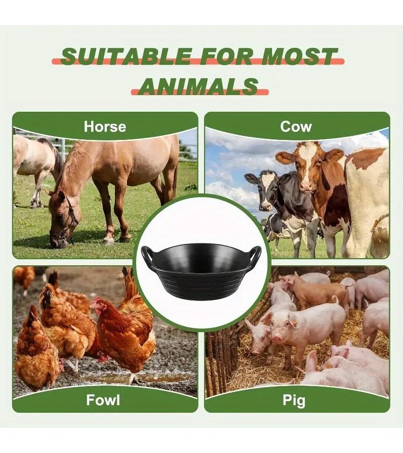 4 Pieces Thick Heavy Duty Horse and Livestock Feeding Bucket with Handle Sturdy Easy Clean Multi Use Water Container for Farm Stable - Image 3