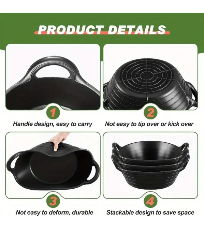 4 Pieces Thick Heavy Duty Horse and Livestock Feeding Bucket with Handle Sturdy Easy Clean Multi Use Water Container for Farm Stable - Image 4