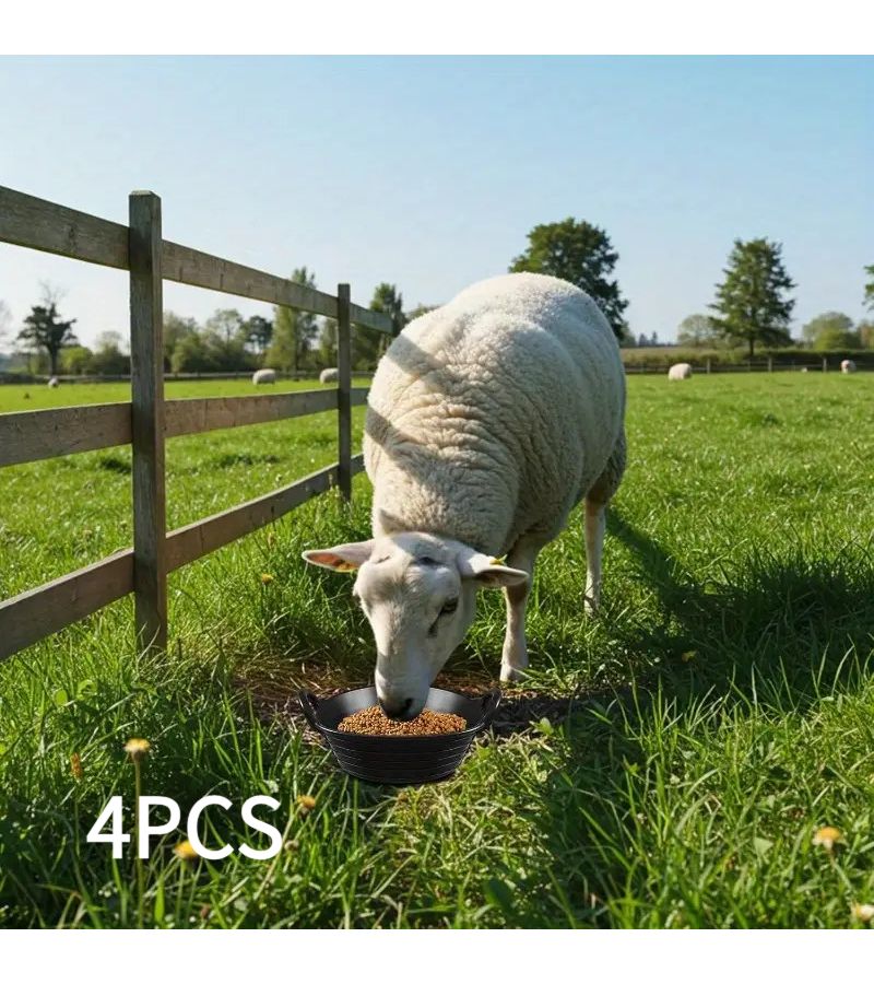 4 Pieces Thick Heavy Duty Horse and Livestock Feeding Bucket with Handle Sturdy Easy Clean Multi Use Water Container for Farm Stable - Image 2
