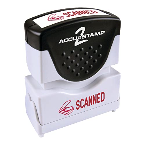 AccuStamp Accu-Stamp2® Shutter One-Color Stamp, "Scanned", 1 5/8" x 1/2" Impression, Red - Image 1