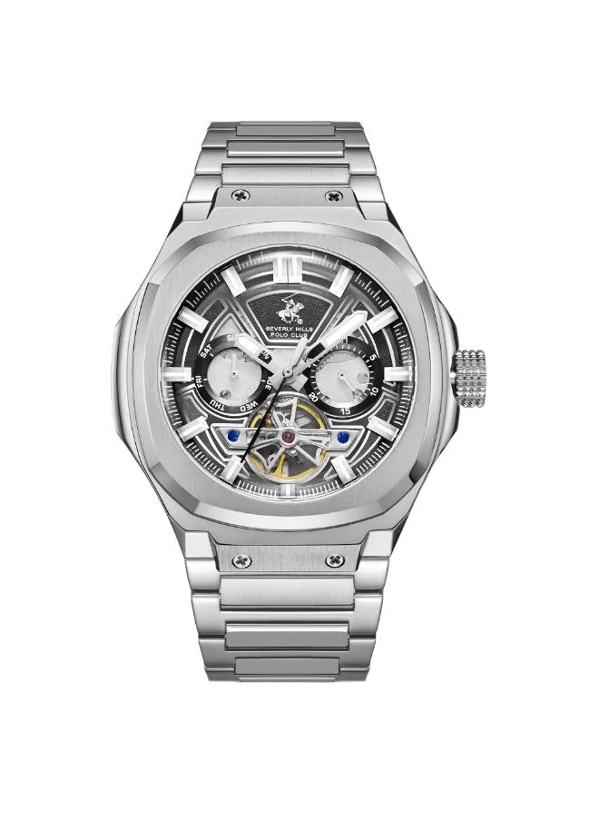 بيفرلي هيلز بولو كلوب BEVERLY HILLS POLO CLUB BP3749X.350 Men's Automatic Multifunction Display Watch & Metal Strap Silver