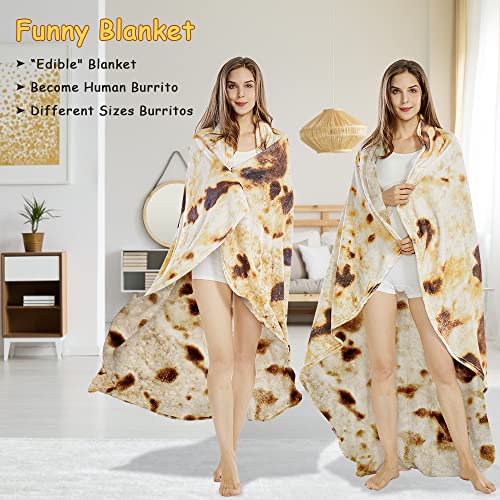 SeaRoomy Burritos Tortilla Throw Blanket, Tortilla Wrap Blanket, Novelty Tortillas Round Giant Round Soft Blankets for Adults and Kids (Brown, 71 inches) - Image 4