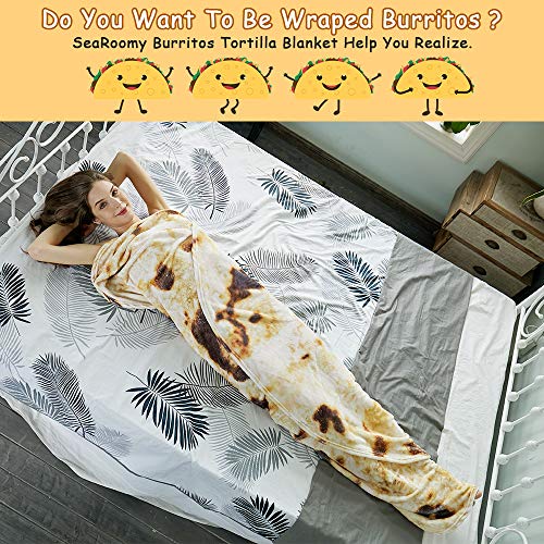 SeaRoomy Burritos Tortilla Throw Blanket, Tortilla Wrap Blanket, Novelty Tortillas Round Giant Round Soft Blankets for Adults and Kids (Brown, 71 inches) - Image 5
