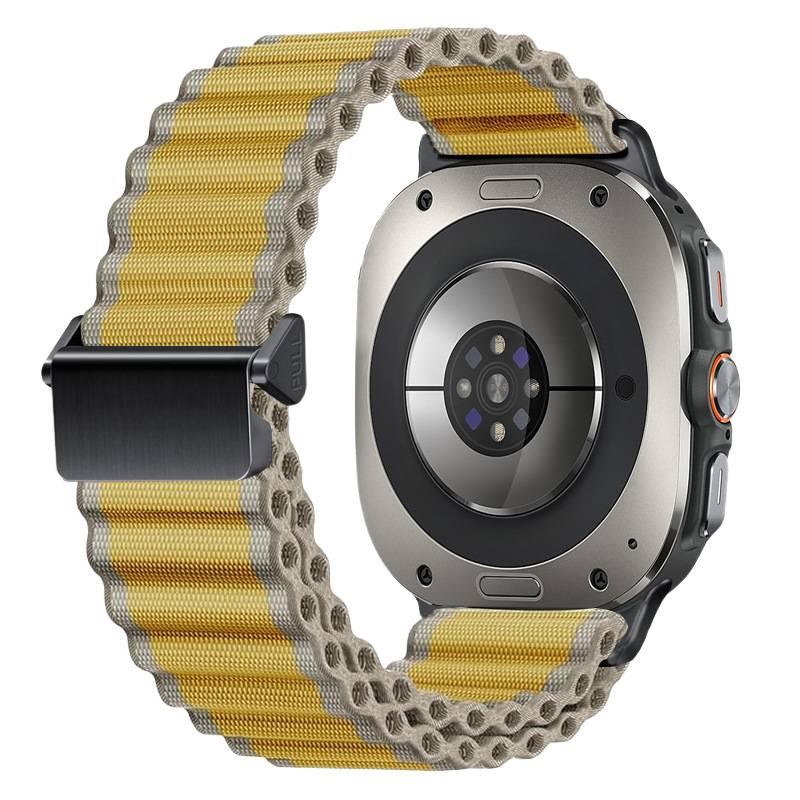 سوار ساعة ذكية سوار نايلون حلقي متوافق مع Samsung Galaxy Watch 7 بملاءمة قابلة للتعديل وحزام بديل للاستخدام اليومي باللون أسود قابل للتعديل عملي للاستخدام المتكرر خفيف الحمل - Image 1