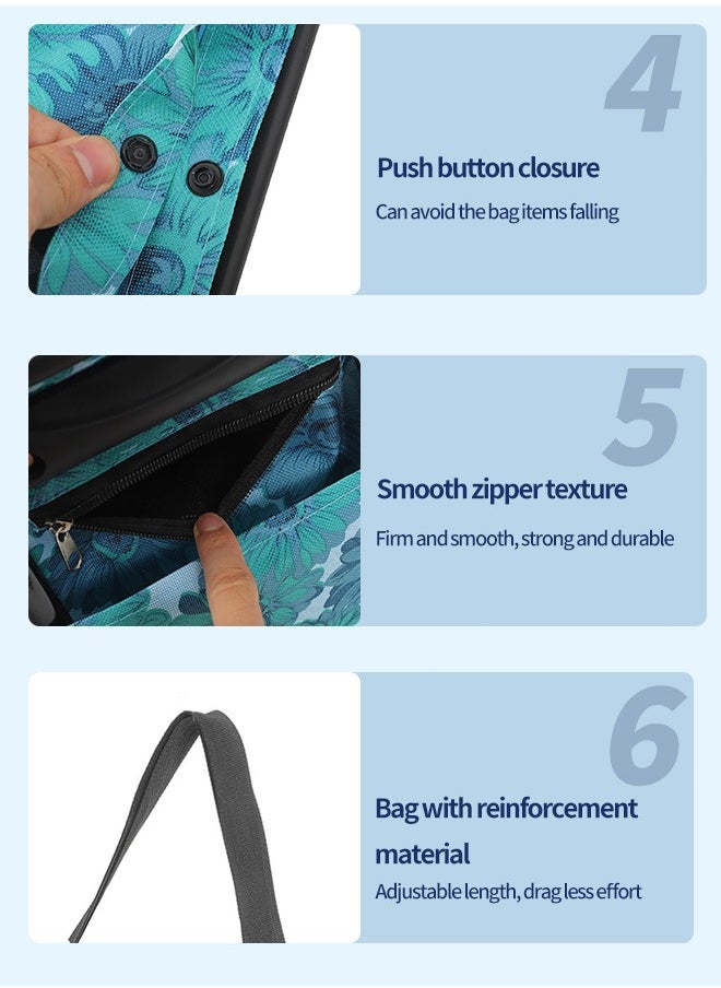 Ammar Space - Large Capacity Trolley Bags Shopping Bag with Wheels Foldable Shopping Cart Reusable Shopping Bags Grocery Bags Shopping Trolley Bag on Wheels Blue - Image 1