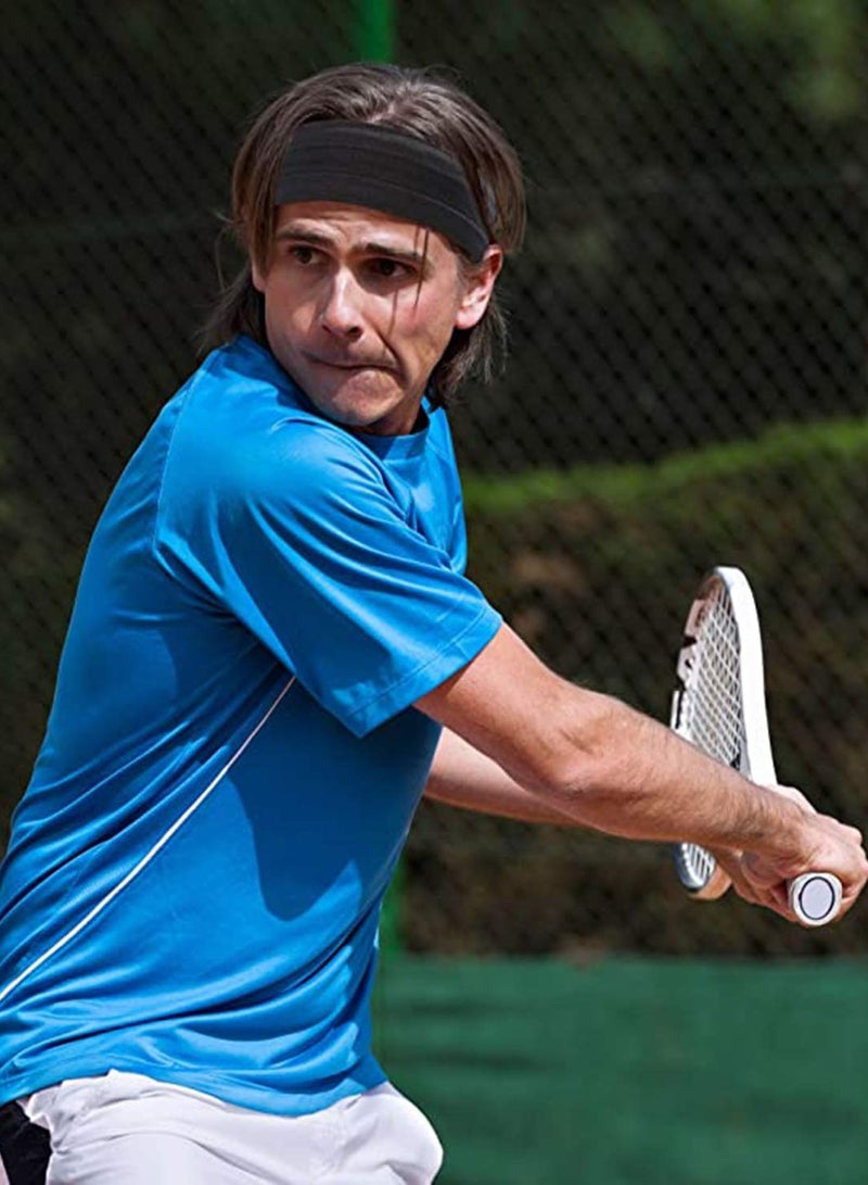 SYOSI أربطة رأس رياضية مرنة للرجال والنساء باللون الأسود، الأرجواني، الرمادي 3 قطع - Image 4