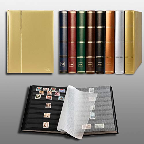 Prophila Collection Prophila Metallic Edition Stamp Album (New) 60 Black Sides, Padded Gold Cover - Image 2