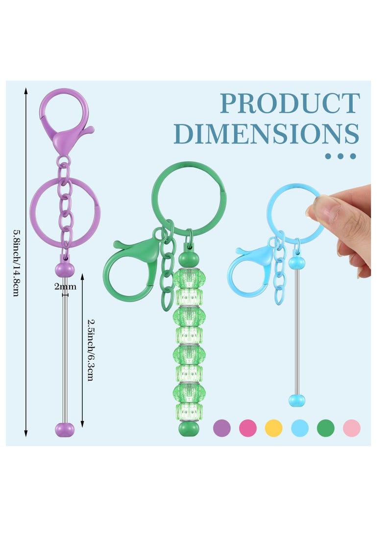 Excefore Beadable Keychain Bars, Blanks Stylish Beaded Keychain Bar, DIY Keychain Accessories, for Pendant Crafts Jewelry Making Gift (6 Pcs) - Image 4