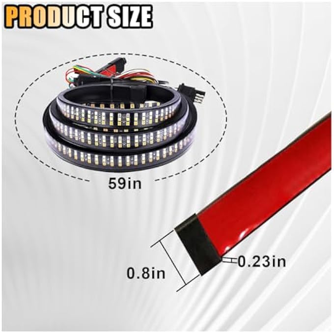 smilfuy 59 Led Tailgate Light Bar Ip67 Triple Row Led Tail Strip Amber Turning Signals Lights Red Brake Running White Reverse Lights With Connector Wire Rear Light Bar For Pickup Trailer Suv Rv Van - Image 3