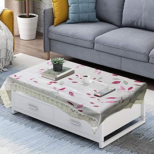 Homerz Premium Center Table Cover, Waterproof and Dustproof (Pink Leaf on Grey, 40x60 inch- Center Table) - Image 1