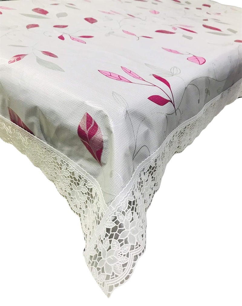 Homerz Premium Center Table Cover, Waterproof and Dustproof (Pink Leaf on Grey, 40x60 inch- Center Table) - Image 2