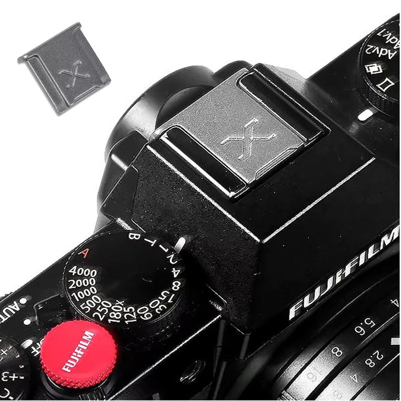 KingMa X Hot Shoe Cover Metal Protective case for Camera Dust Flash Level Protection Cover Camera Styling Accessories Compatible with Fujifilm Fuji Cameras in 6 diffrent Style (Silver Blank) - Image 1