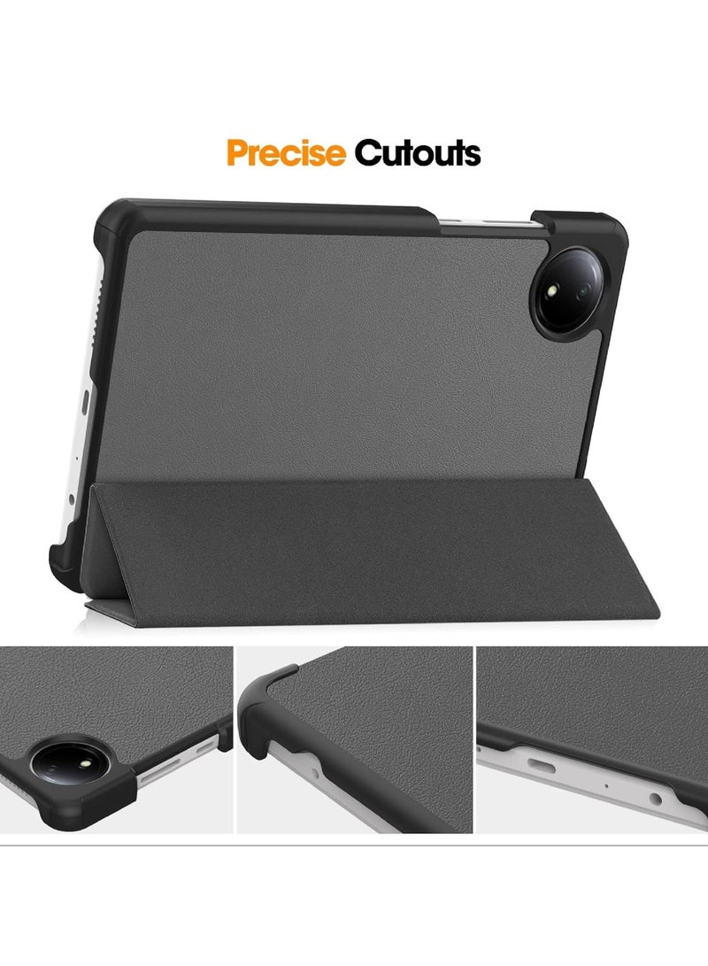 Flip Case Compatible with Xiaomi Redmi Pad SE 4G 8.7, PU Leather Cover With Stand Function, 360° Protective - Gray - Image 5