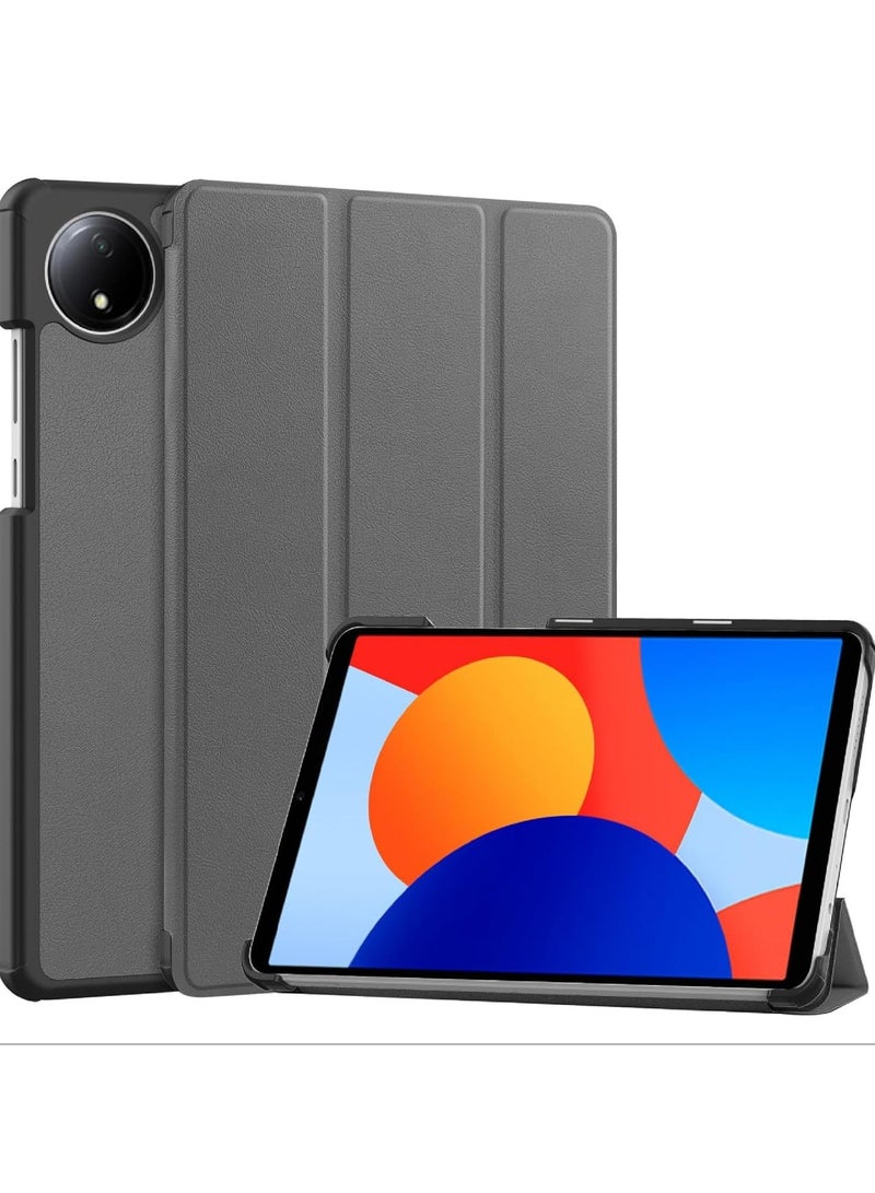 Flip Case Compatible with Xiaomi Redmi Pad SE 4G 8.7, PU Leather Cover With Stand Function, 360° Protective - Gray - Image 1