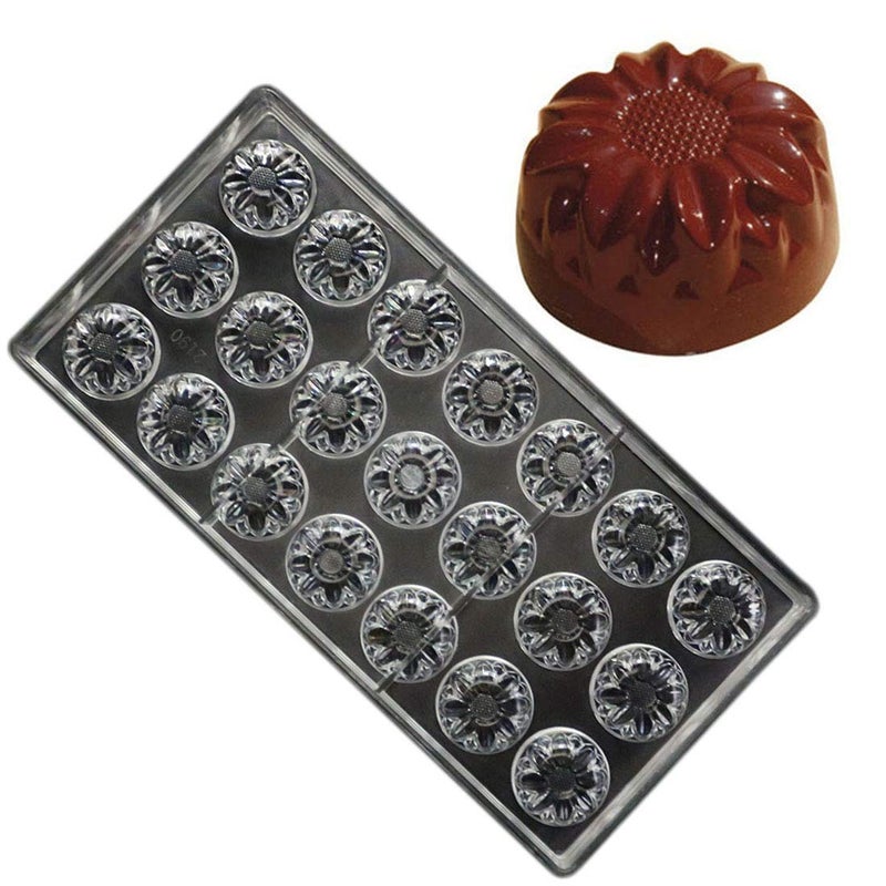 Polycarbonate Chocolate Mold DIY Candy Mould Clear Hard Plastic Bakeware Pastry Tools Thrysanthemum Flower 19363