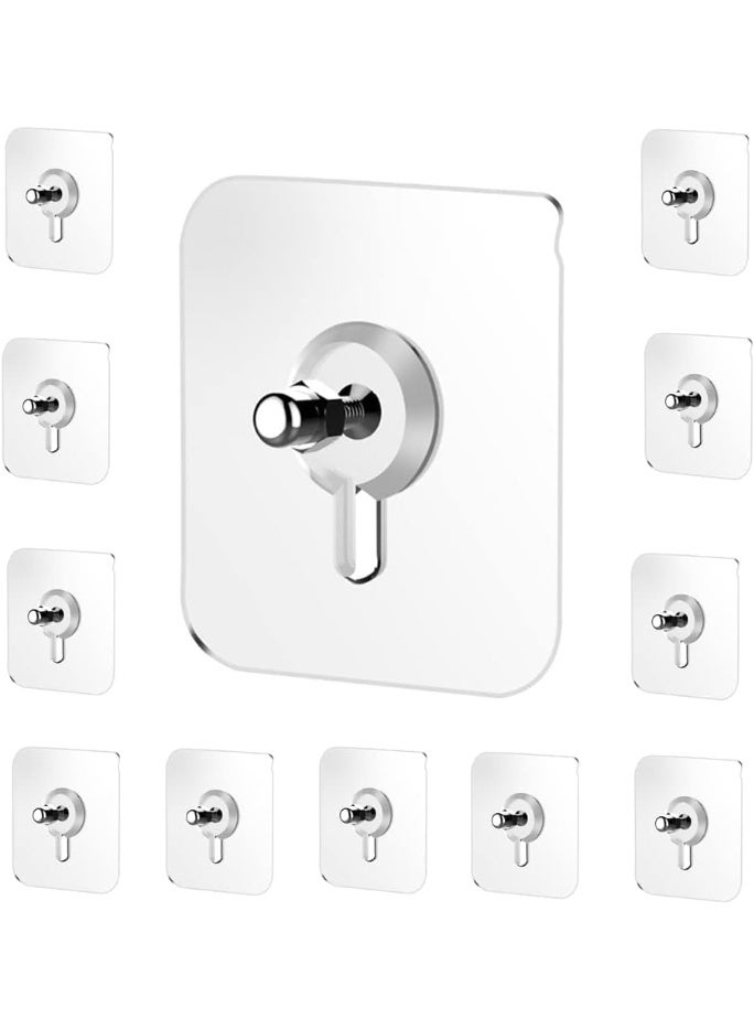 Transparent Wall Hook Stainless Steel Nail-Free Pack of 10 Strong Adhesive Hangers for Home Kitchen Bathroom - Image 1