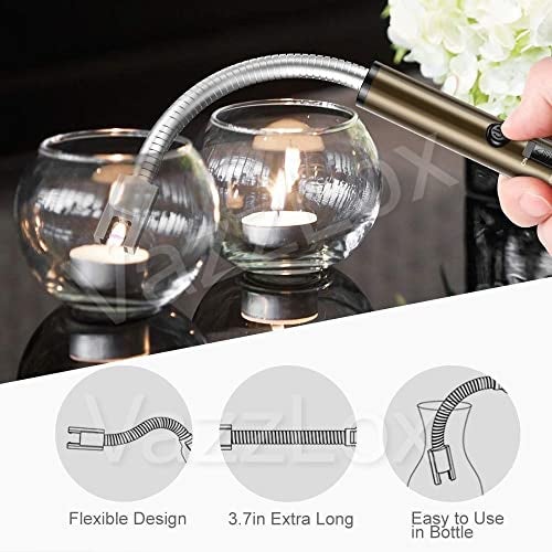 VazzLox Electric Lighter for Candles Rechargeable Electric Gas Lighter for Home Use Candle Lighter Plasma Lighter Flameless Windproof USB Lighter 360° Flexible Neck Arc Lighter for Diwali Fireworks - Image 2
