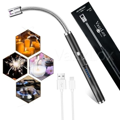 VazzLox Electric Lighter for Candles Rechargeable Electric Gas Lighter for Home Use Candle Lighter Plasma Lighter Flameless Windproof USB Lighter 360° Flexible Neck Arc Lighter for Diwali Fireworks - Image 1