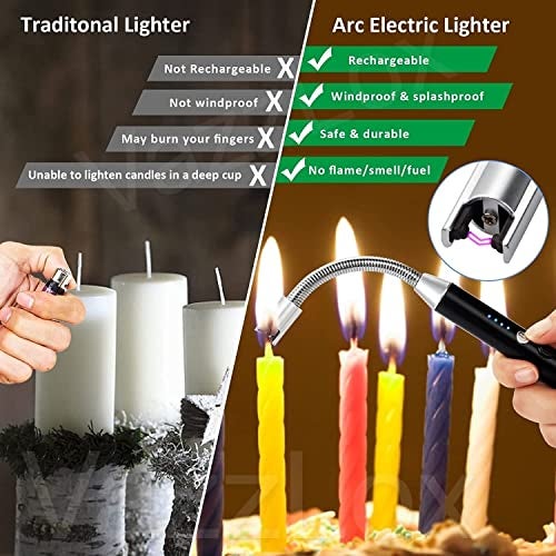 VazzLox Electric Lighter for Candles Rechargeable Electric Gas Lighter for Home Use Candle Lighter Plasma Lighter Flameless Windproof USB Lighter 360° Flexible Neck Arc Lighter for Diwali Fireworks - Image 4
