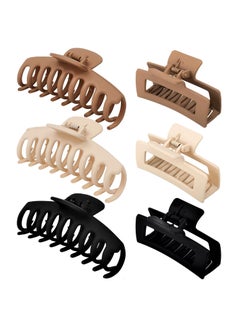 79Style 6pcs Hair Clips Set  Large Medium and Big Claw Clips for Thick Curly Long Hair in Neutral Color for Women and Girls