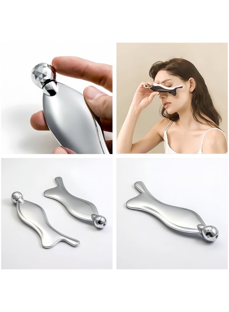 أسطوانة تدليك الوجه غوا شا 2 في 1، أسطوانة تدليك للعناية بالبشرة غوا شا مصنوعة من الفولاذ المقاوم للصدأ على شكل حورية البحر للعينين والوجه والجسم، مدلك وجه بأسطوانة ثلجية لمكافحة الشيخوخة والتخسيس وشد البشرة وتجديد شباب الوجه والرقبة وإزالة التجاعيد وانتفاخات العين