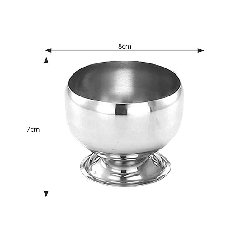 KD ZONE Stainless Steel Round Dessert Ice Cream Cups with Spoon, Serving Bowl for Ice Cream/Fruits/Pudding Gift Article (Round Shape Cup, Set of 6-150 ML) - Image 4