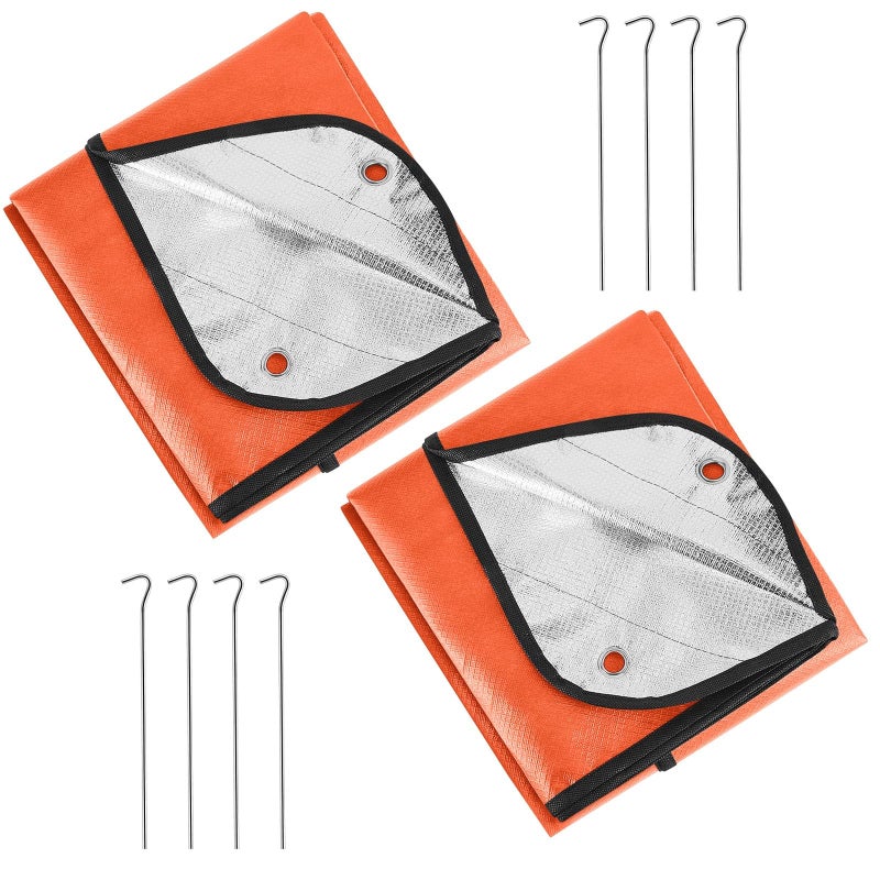 Kingdder 2 Pcs Heavy Duty Emergency Blanket For Survival 60 X 82 Inches Thermal Tarp Insulated Tent Camping Tarp Infrared Blocked Blankets For Rescue Camping Hiking(Orange) - Image 1