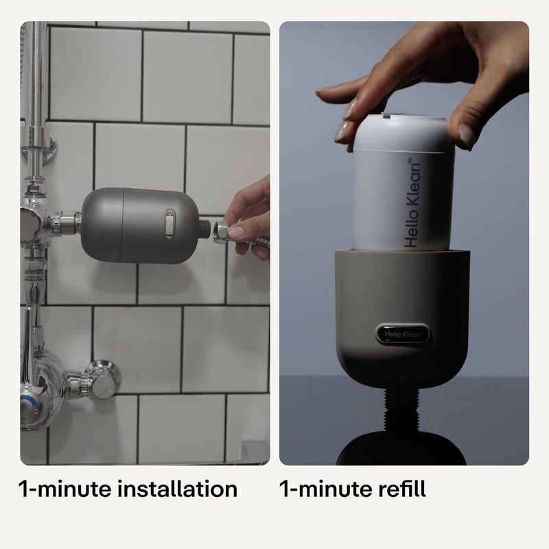HELLO KLEAN Shower Filter in Black - Filter Unwanted Metals, Chlorine & Impurities Found in Water - Improves Quality of Skin & Hair - Quick Easy Install for in-Line & Electric Shower - Image 4