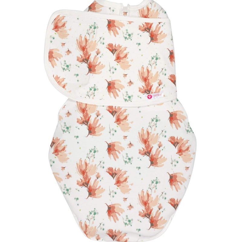 EMB emb 2Way Starter Baby Swaddle 614 lbs Newborn Sack 03 Months Zip Hook Loop fasteners 03 Months Baby Swaddles Wrap Hip Healthy Infant Swaddle Blush Blossom 