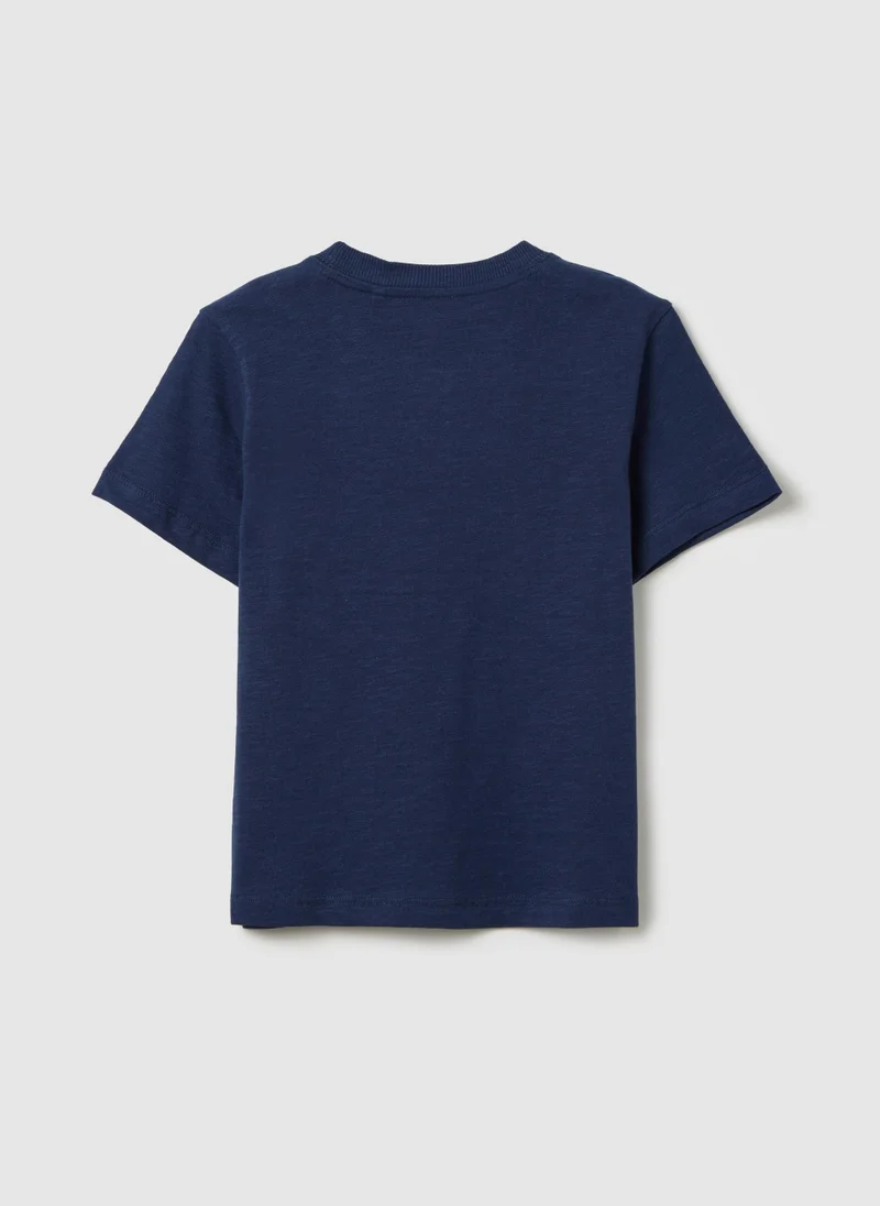 Ovs Blue Short-Sleeved Cotton T-Shirt For Boys